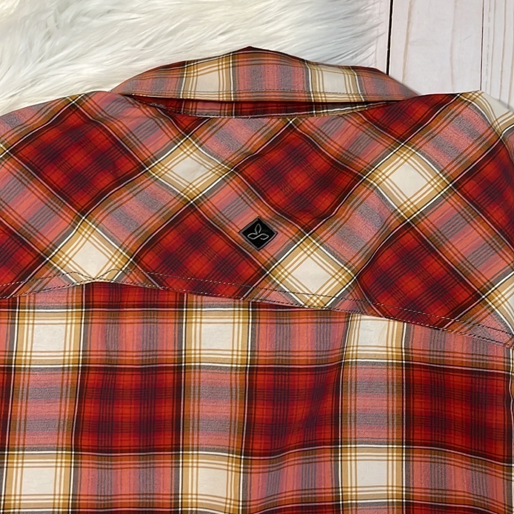 Prana plaid button down slim fit shirt size L - Picture 7 of 9
